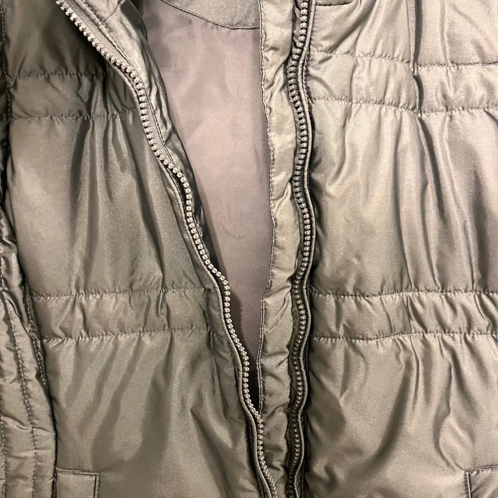 New York & Company Womens Puffer Vest Gray Quilted Zip Up Sleeveless Jacket L